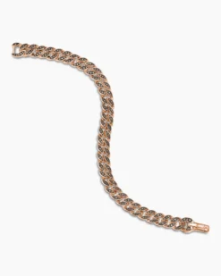 Curb Chain Bracelet 18K Rose Gold with Cognac Diamonds, 8mm