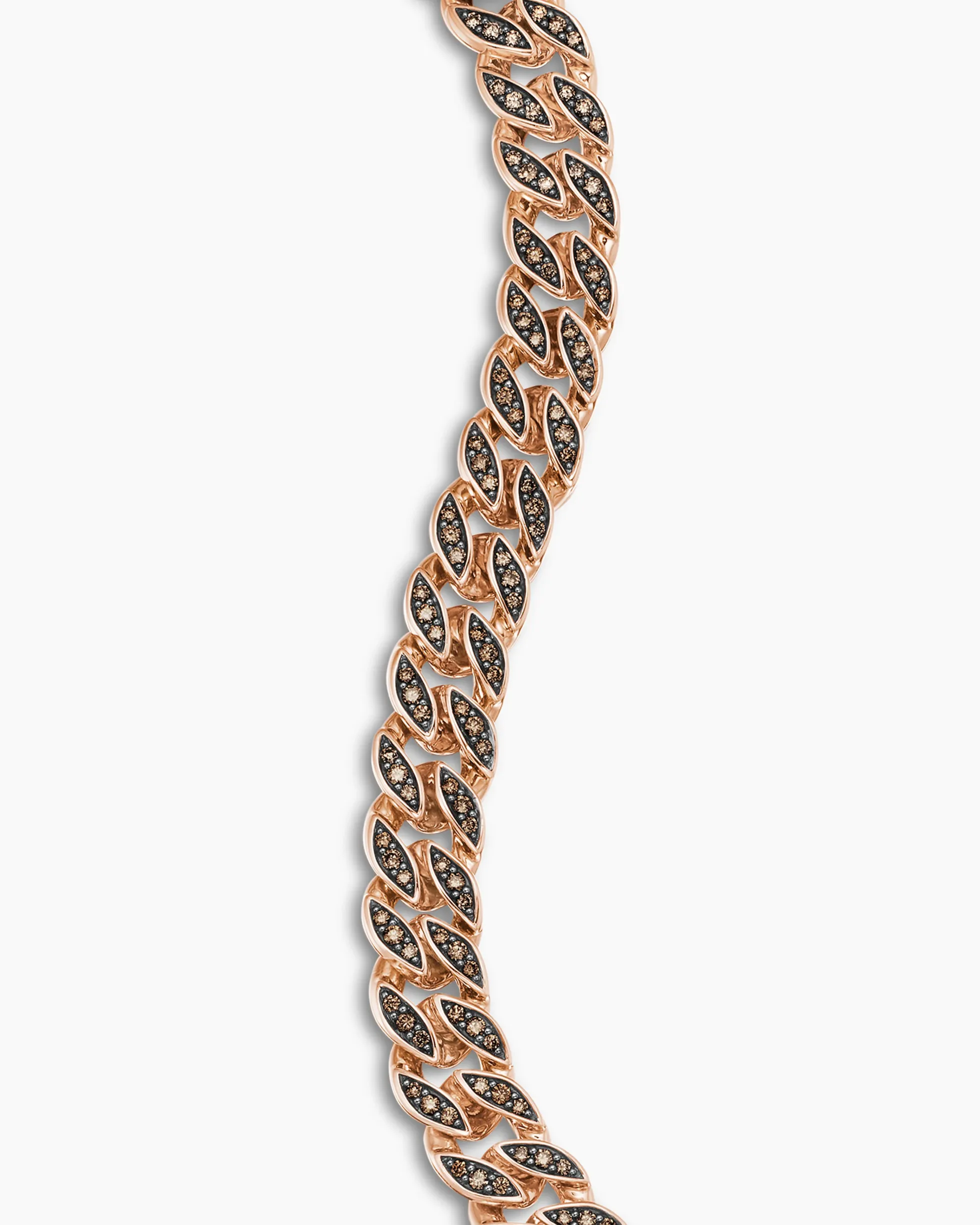 Curb Chain Bracelet 18K Rose Gold with Cognac Diamonds, 8mm