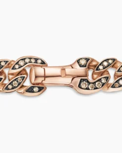 Curb Chain Bracelet 18K Rose Gold with Cognac Diamonds, 8mm