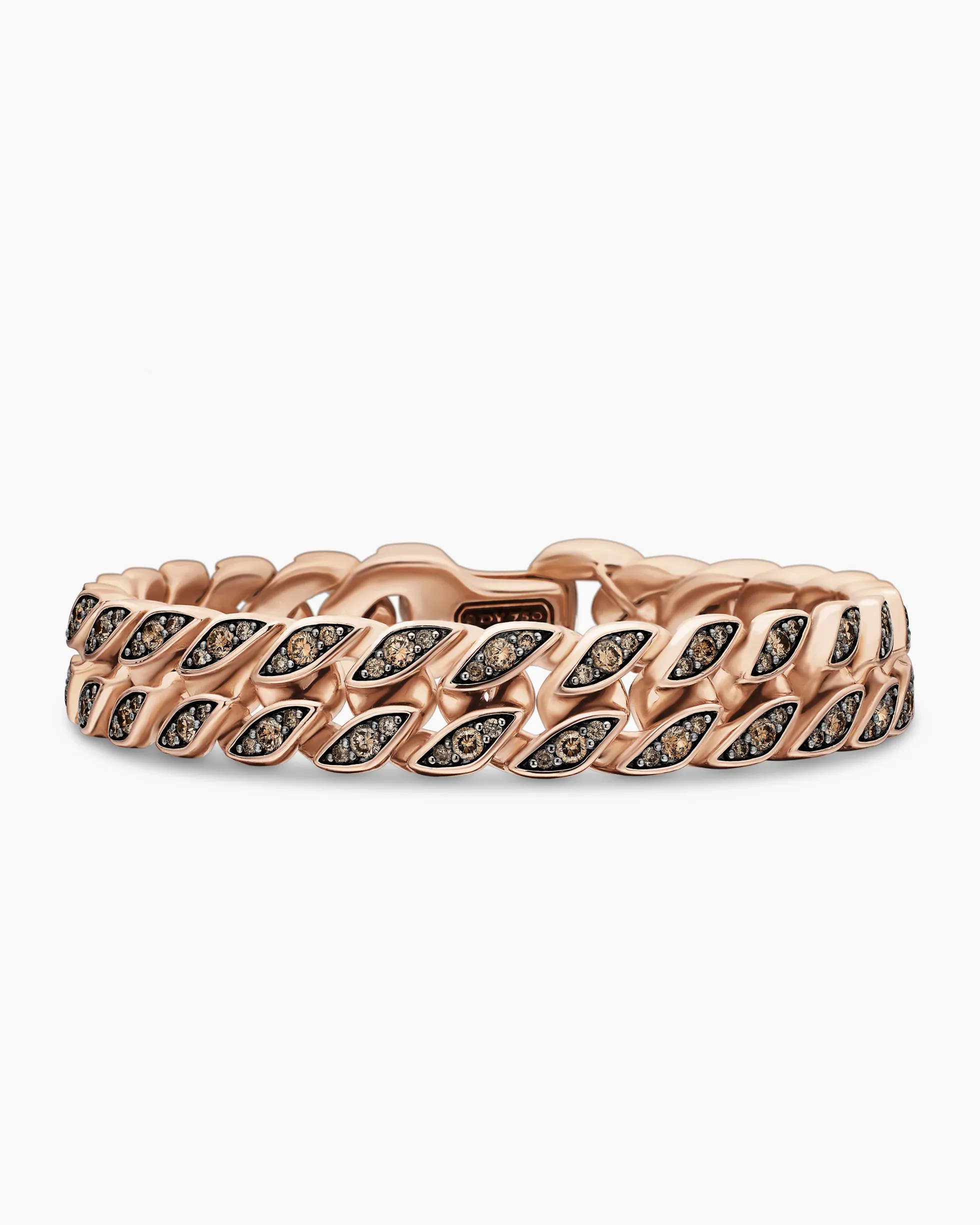 Curb Chain Bracelet 18K Rose Gold with Cognac Diamonds, 11.5mm