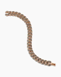 Curb Chain Bracelet 18K Rose Gold with Cognac Diamonds, 11.5mm