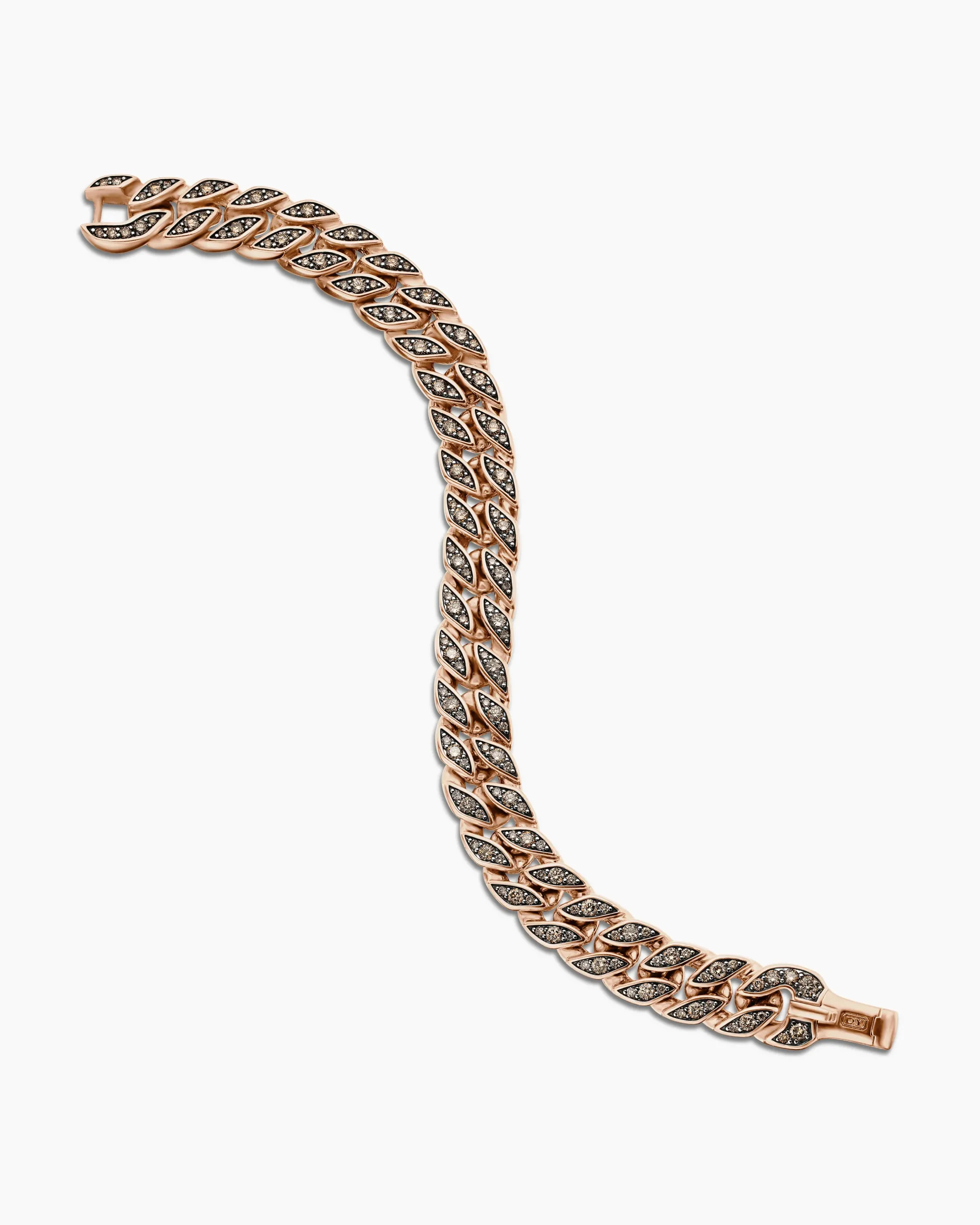 Curb Chain Bracelet 18K Rose Gold with Cognac Diamonds, 11.5mm
