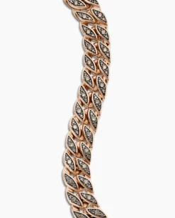 Curb Chain Bracelet 18K Rose Gold with Cognac Diamonds, 11.5mm