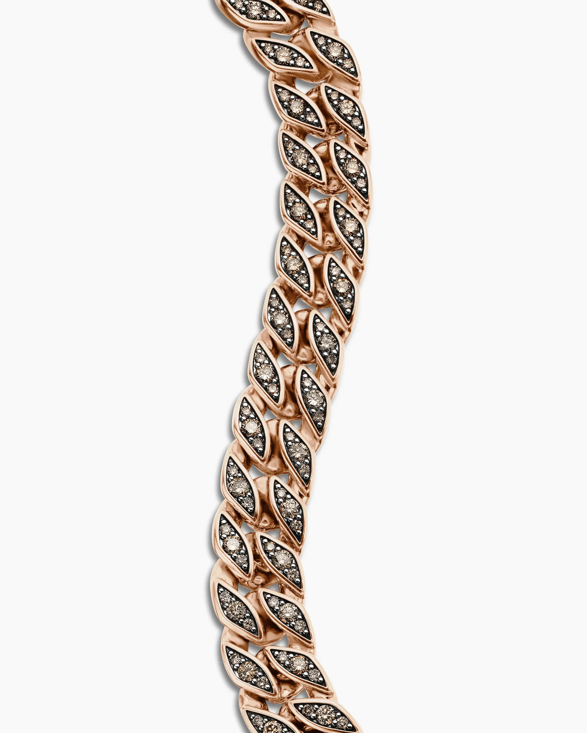 Curb Chain Bracelet 18K Rose Gold with Cognac Diamonds, 11.5mm