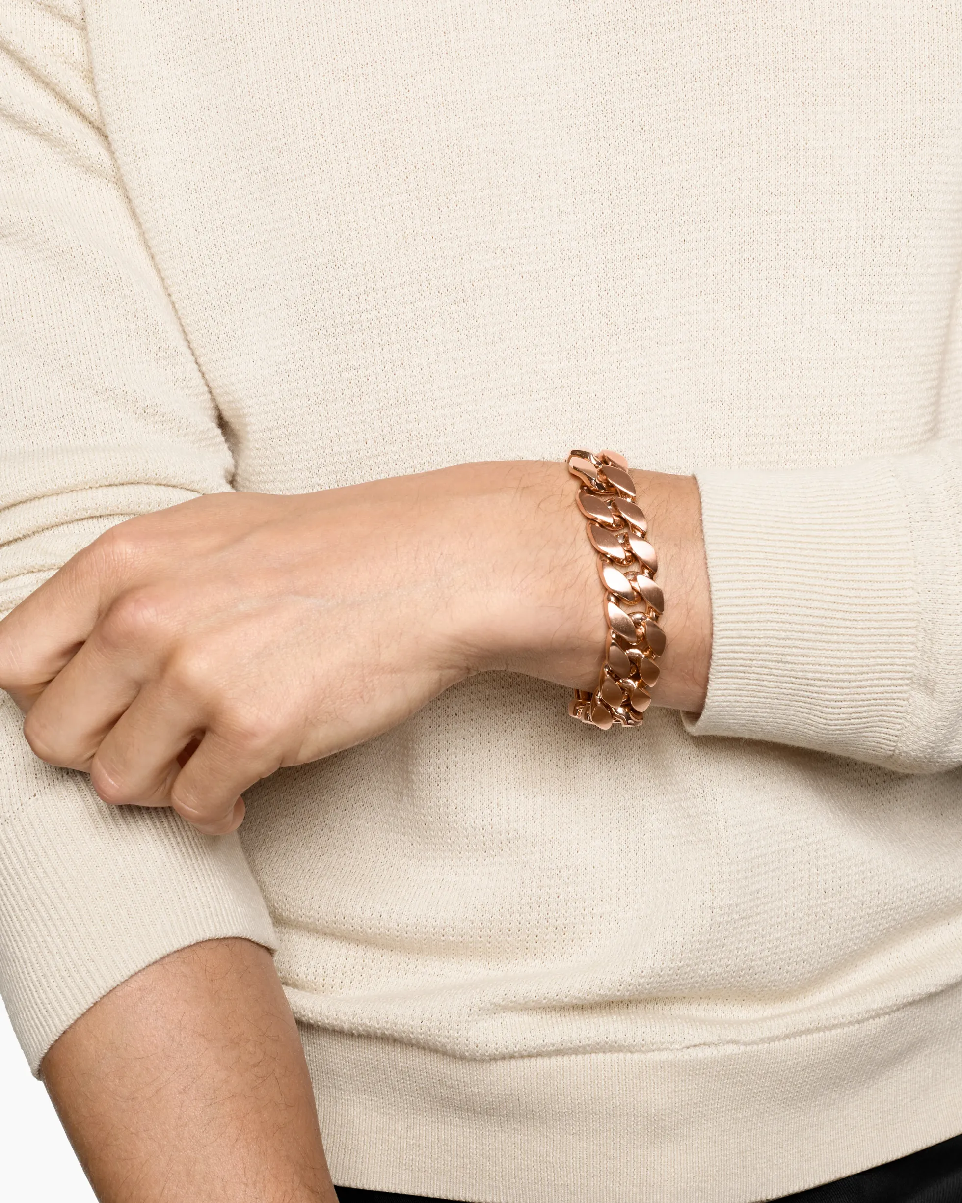 Curb Chain Bracelet 18K Rose Gold, 18mm