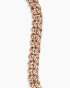 Curb Chain Bracelet 18K Rose Gold with Diamonds, 7mm