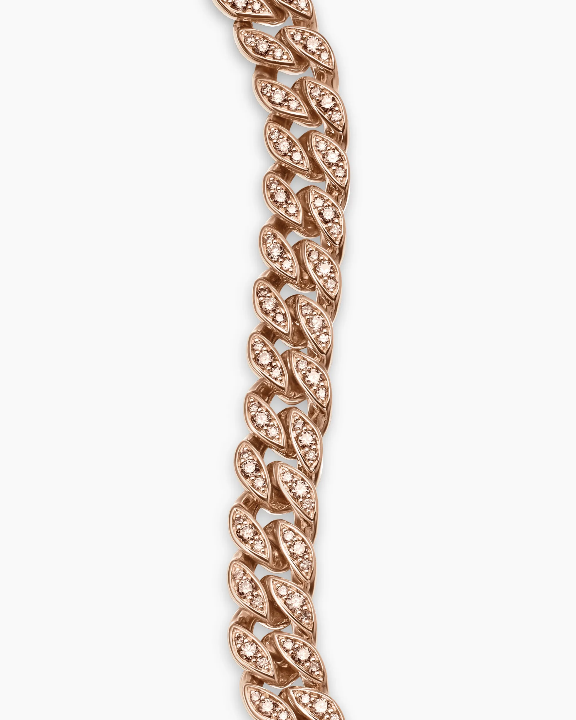 Curb Chain Bracelet 18K Rose Gold with Diamonds, 7mm
