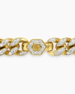 Curb Chain Bracelet 18K Yellow Gold with Diamonds, 11.5mm