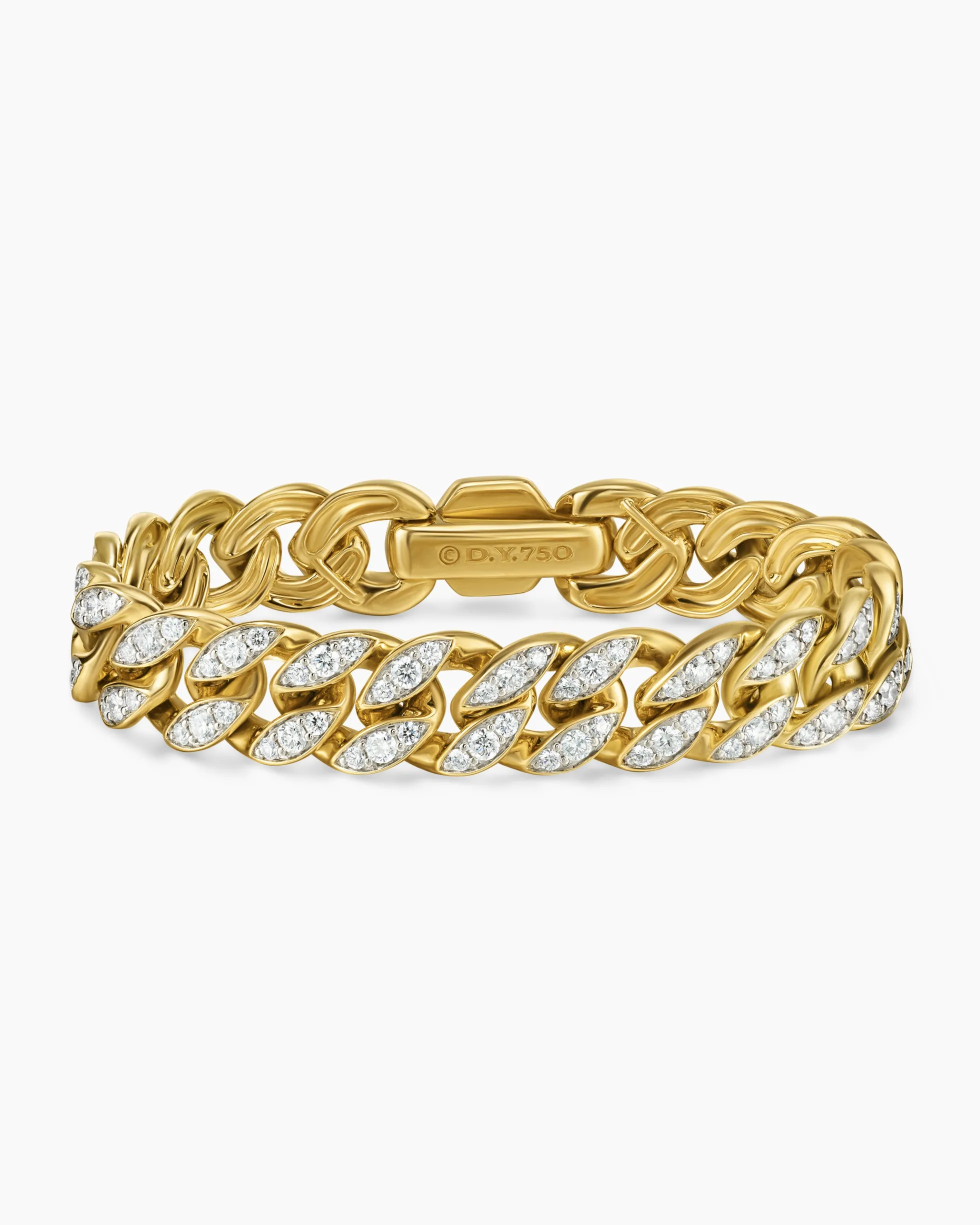 Curb Chain Bracelet 18K Yellow Gold with Diamonds, 11.5mm