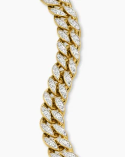 Curb Chain Bracelet 18K Yellow Gold with Diamonds, 11.5mm