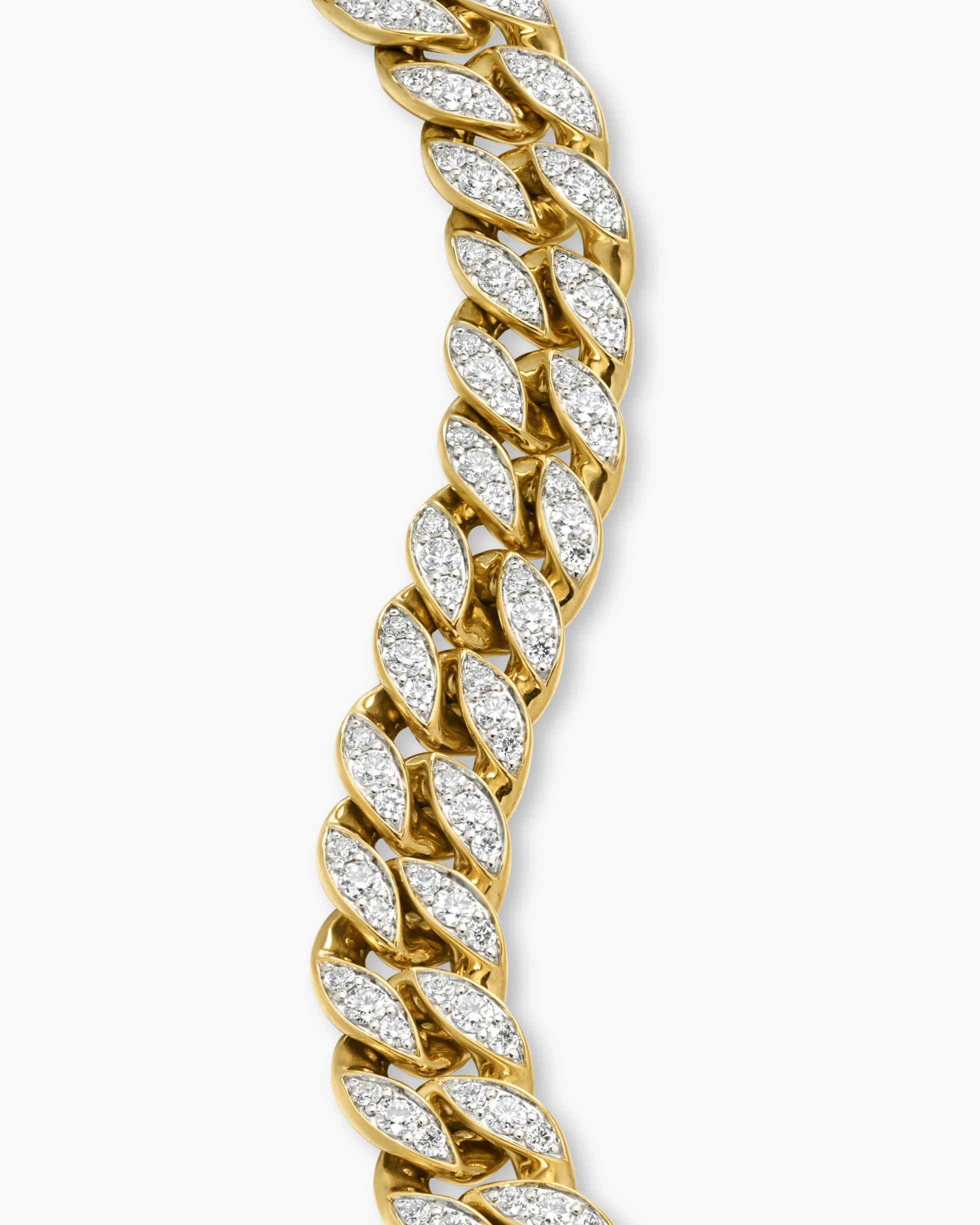 Curb Chain Bracelet 18K Yellow Gold with Diamonds, 11.5mm