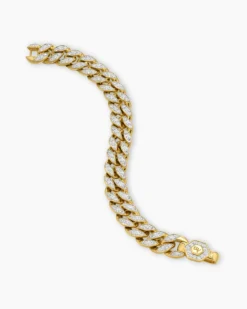 Curb Chain Bracelet 18K Yellow Gold with Diamonds, 11.5mm