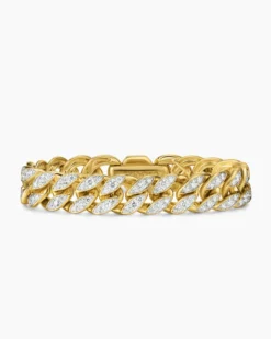 Curb Chain Bracelet 18K Yellow Gold with Diamonds, 11.5mm