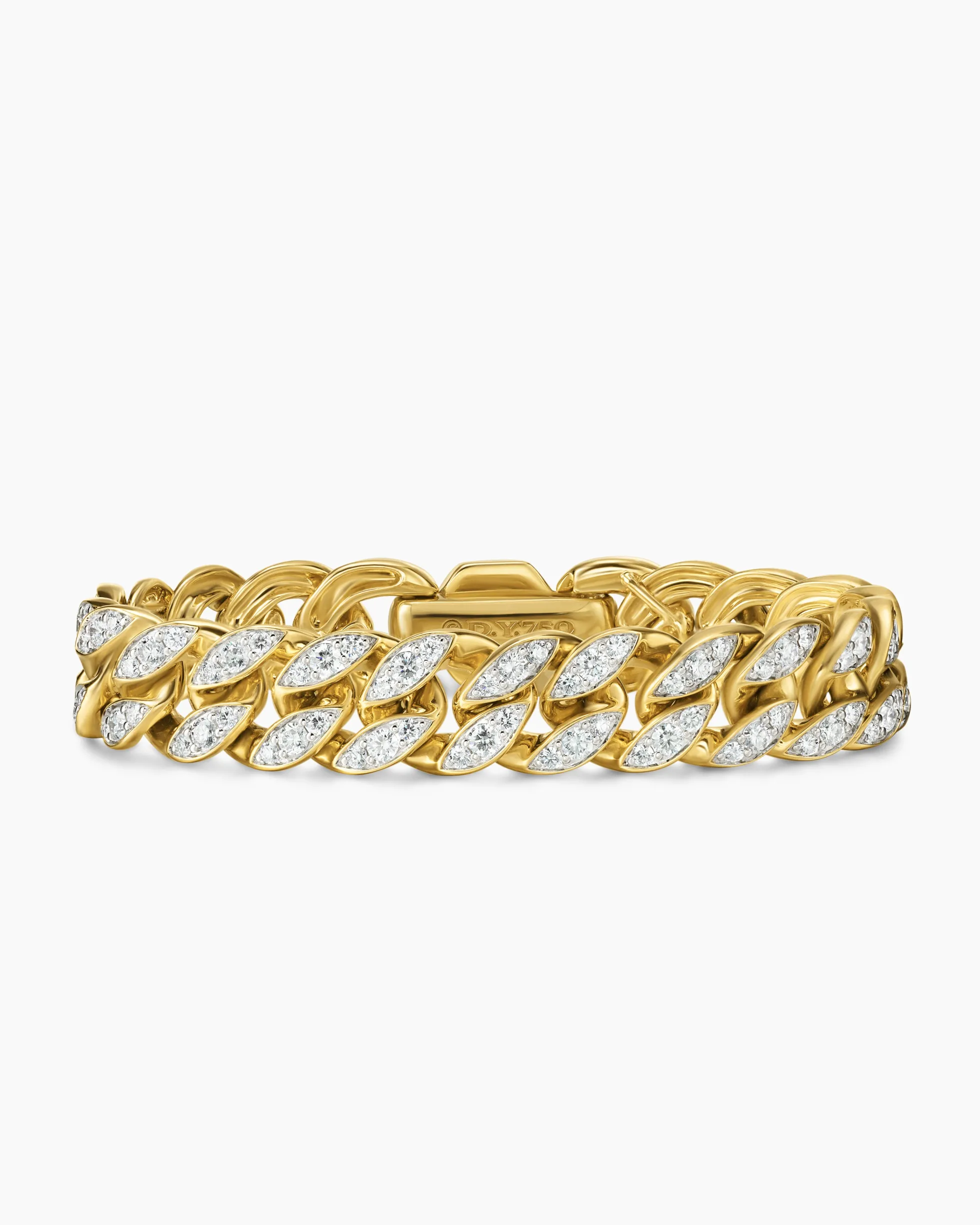 Curb Chain Bracelet 18K Yellow Gold with Diamonds, 11.5mm