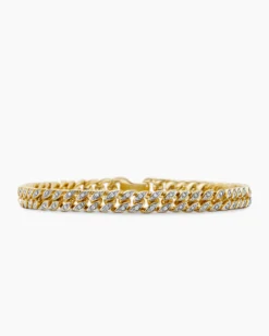 Curb Chain Bracelet 18K Yellow Gold with Diamonds, 6mm