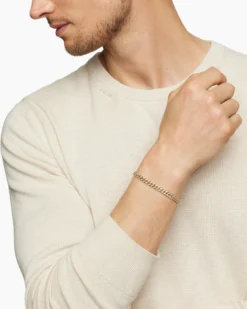 Curb Chain Bracelet 18K Yellow Gold with Diamonds, 6mm