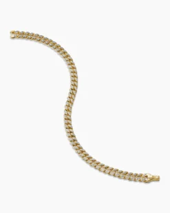 Curb Chain Bracelet 18K Yellow Gold with Diamonds, 6mm