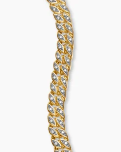 Curb Chain Bracelet 18K Yellow Gold with Diamonds, 6mm