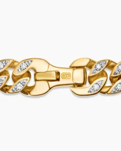 Curb Chain Bracelet 18K Yellow Gold with Diamonds, 6mm