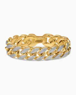 Curb Chain Bracelet 18K Yellow Gold with Meteorite, 18mm