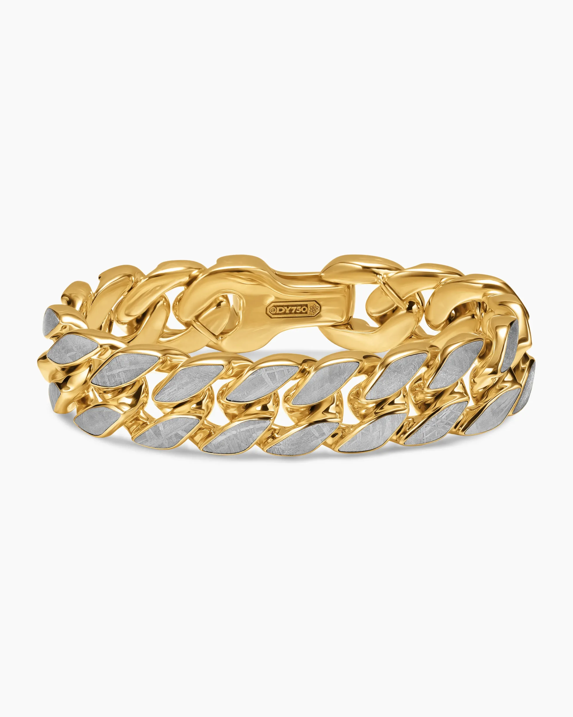 Curb Chain Bracelet 18K Yellow Gold with Meteorite, 18mm