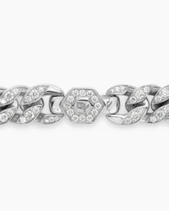 Curb Chain Bracelet Platinum with Diamonds, 11.5mm