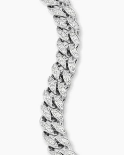 Curb Chain Bracelet Platinum with Diamonds, 11.5mm