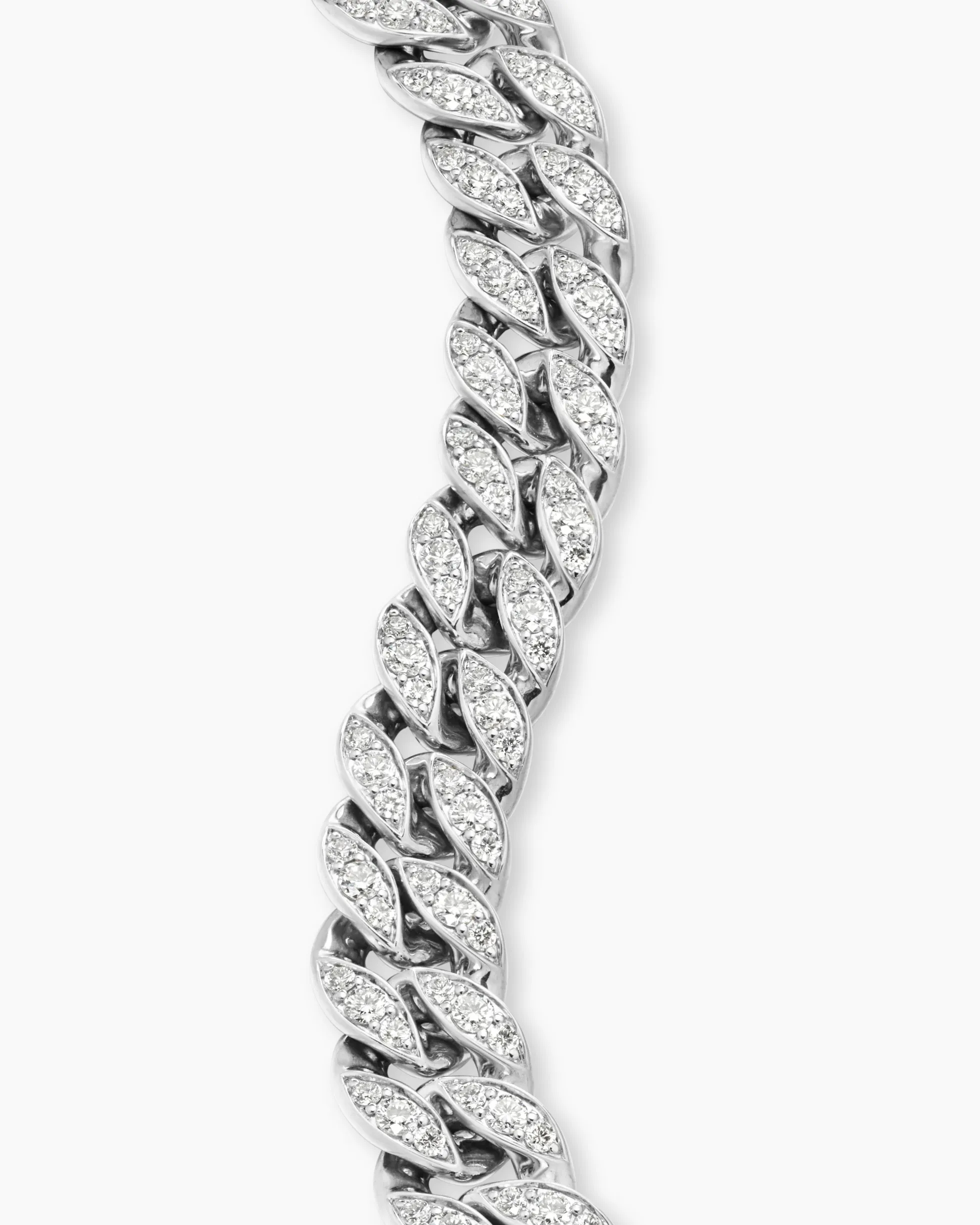 Curb Chain Bracelet Platinum with Diamonds, 11.5mm
