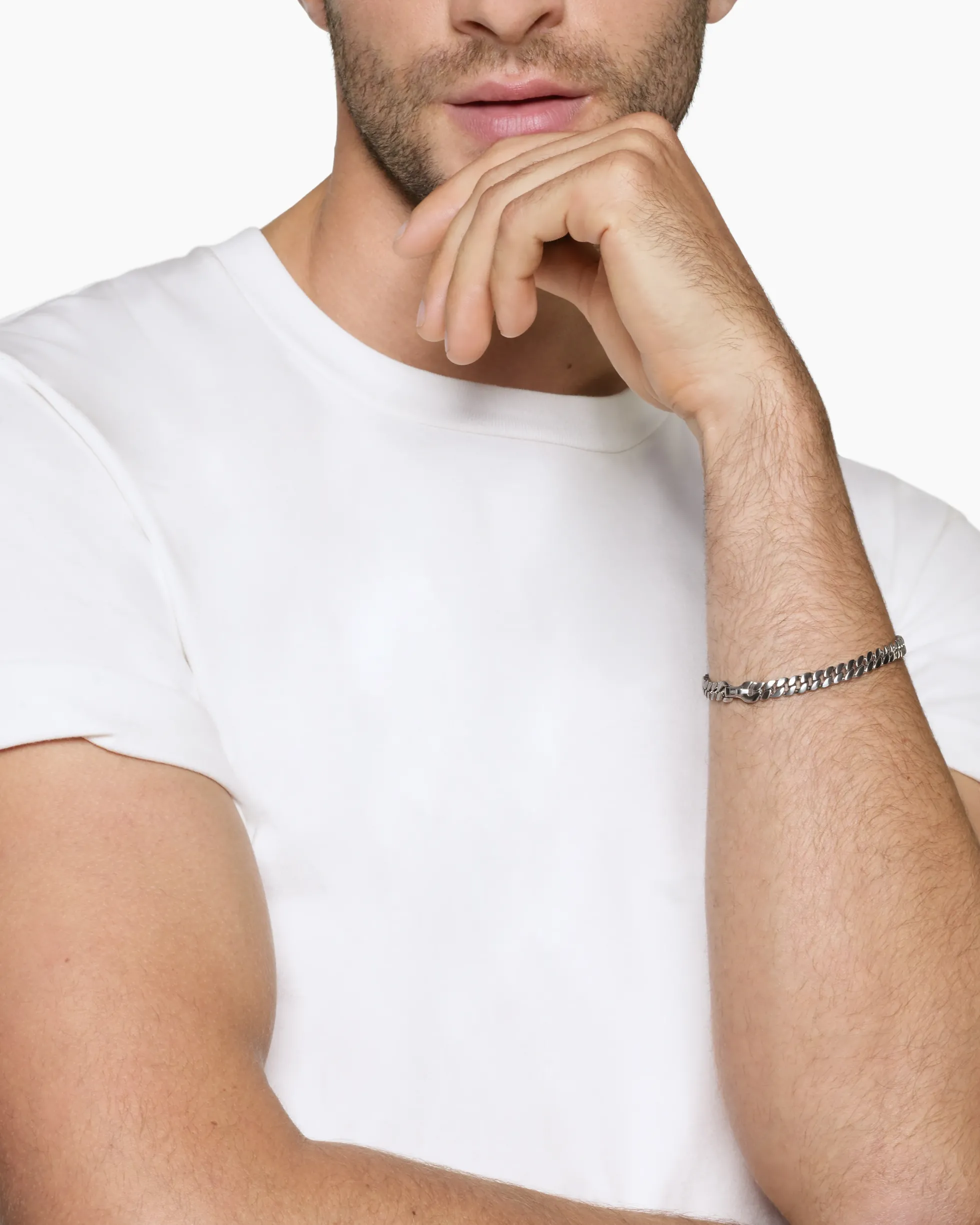 Curb Chain Bracelet Platinum, 6mm