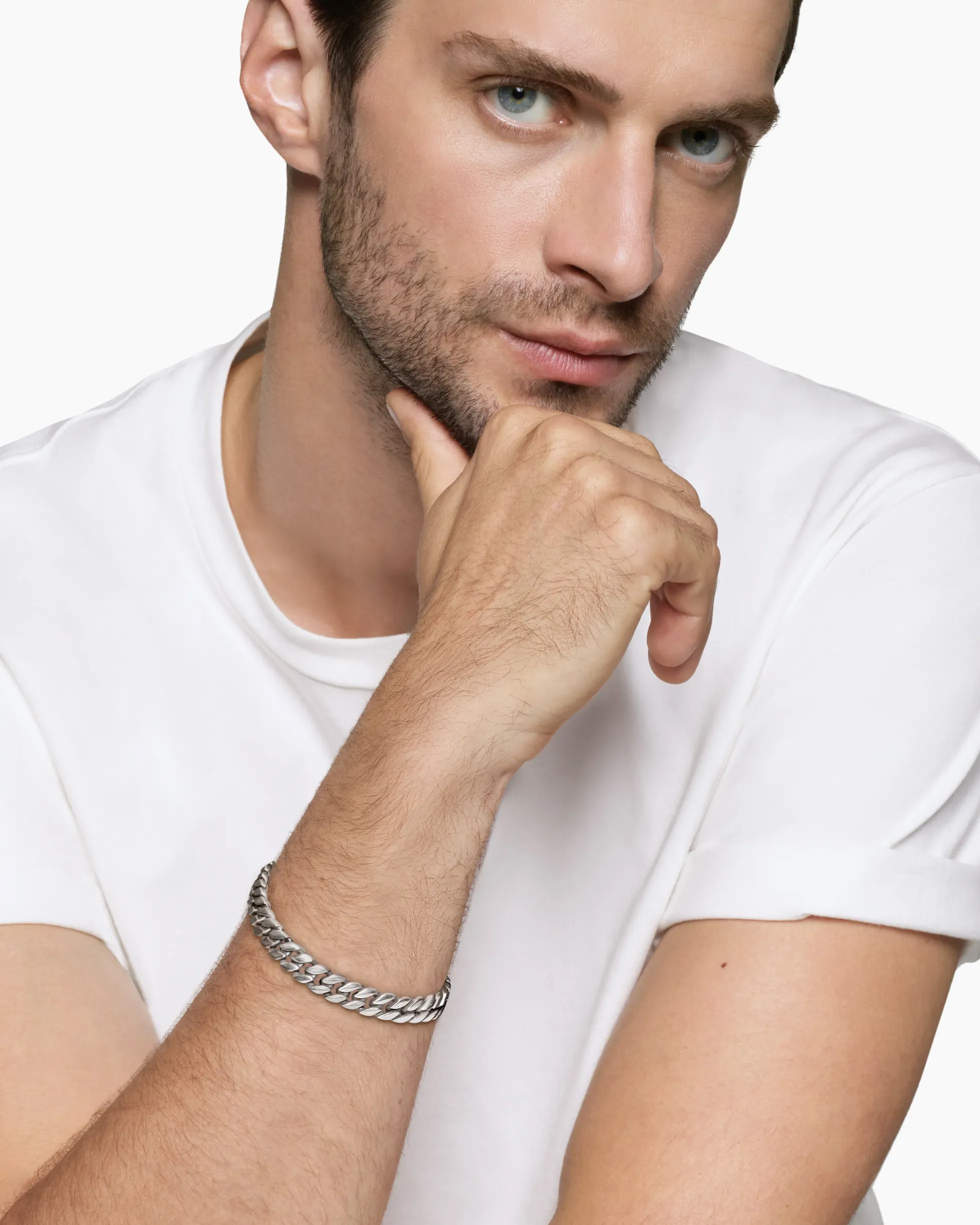 Curb Chain Bracelet Platinum, 8mm
