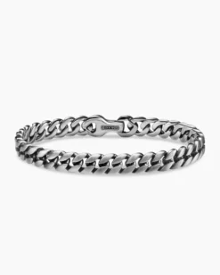 Curb Chain Bracelet Sterling Silver, 8mm