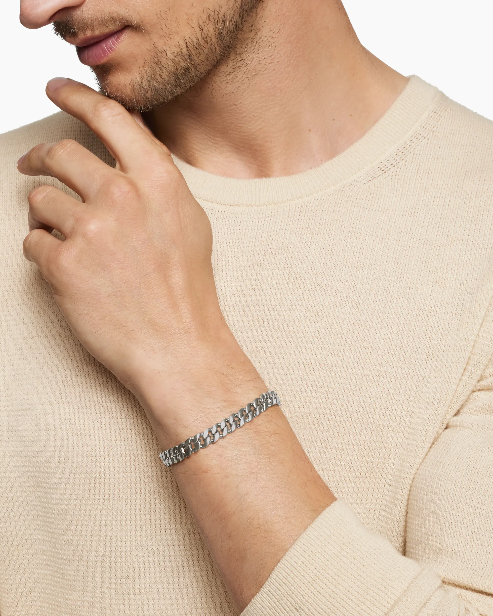 Curb Chain Bracelet Sterling Silver, 8mm