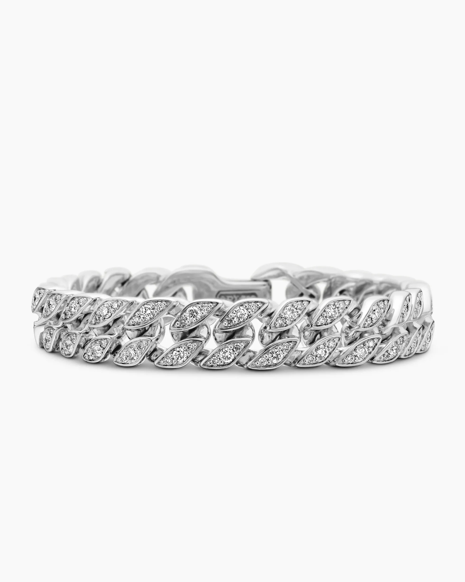 Curb Chain Bracelet Sterling Silver with Diamonds, 11.5mm
