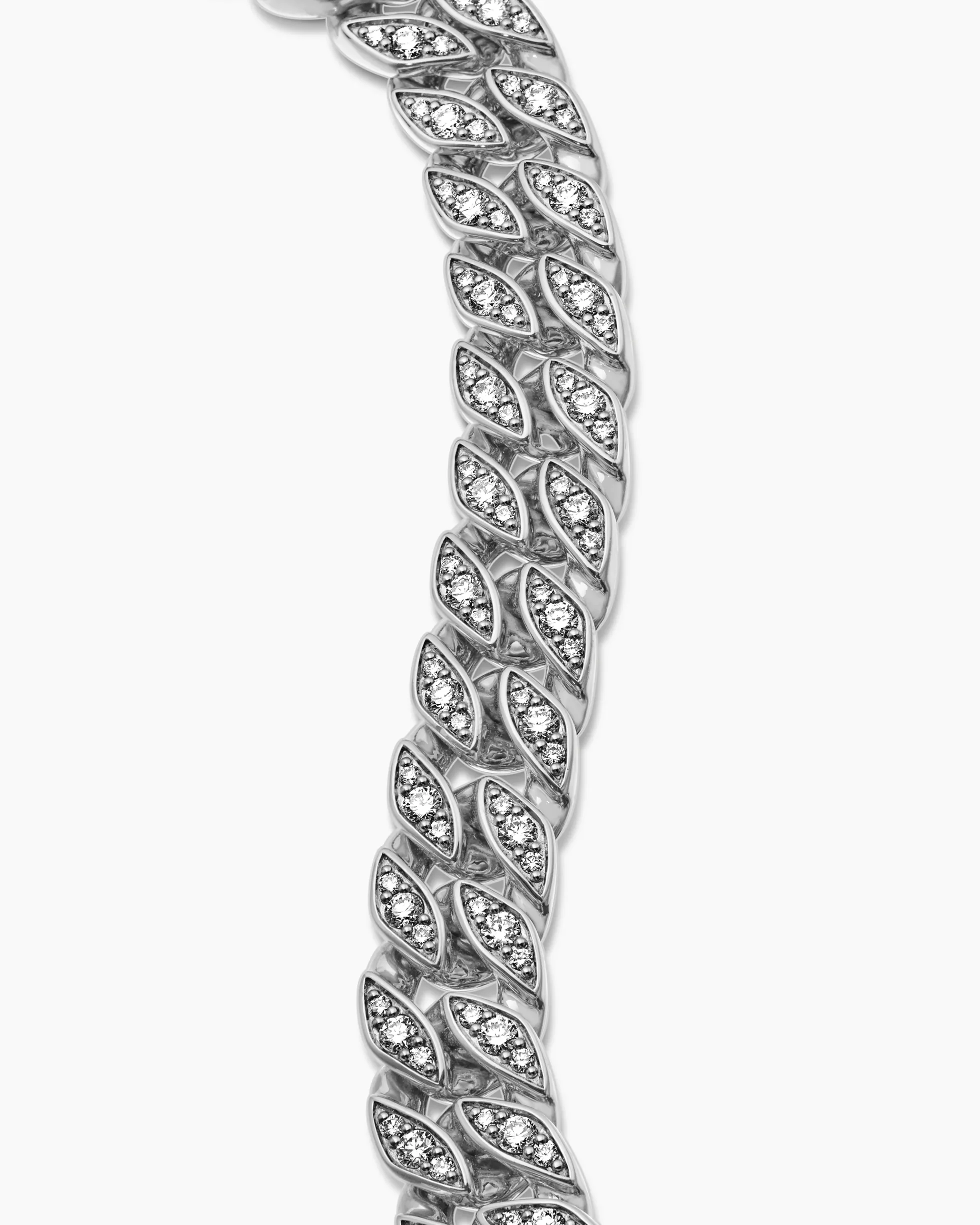 Curb Chain Bracelet Sterling Silver with Diamonds, 11.5mm
