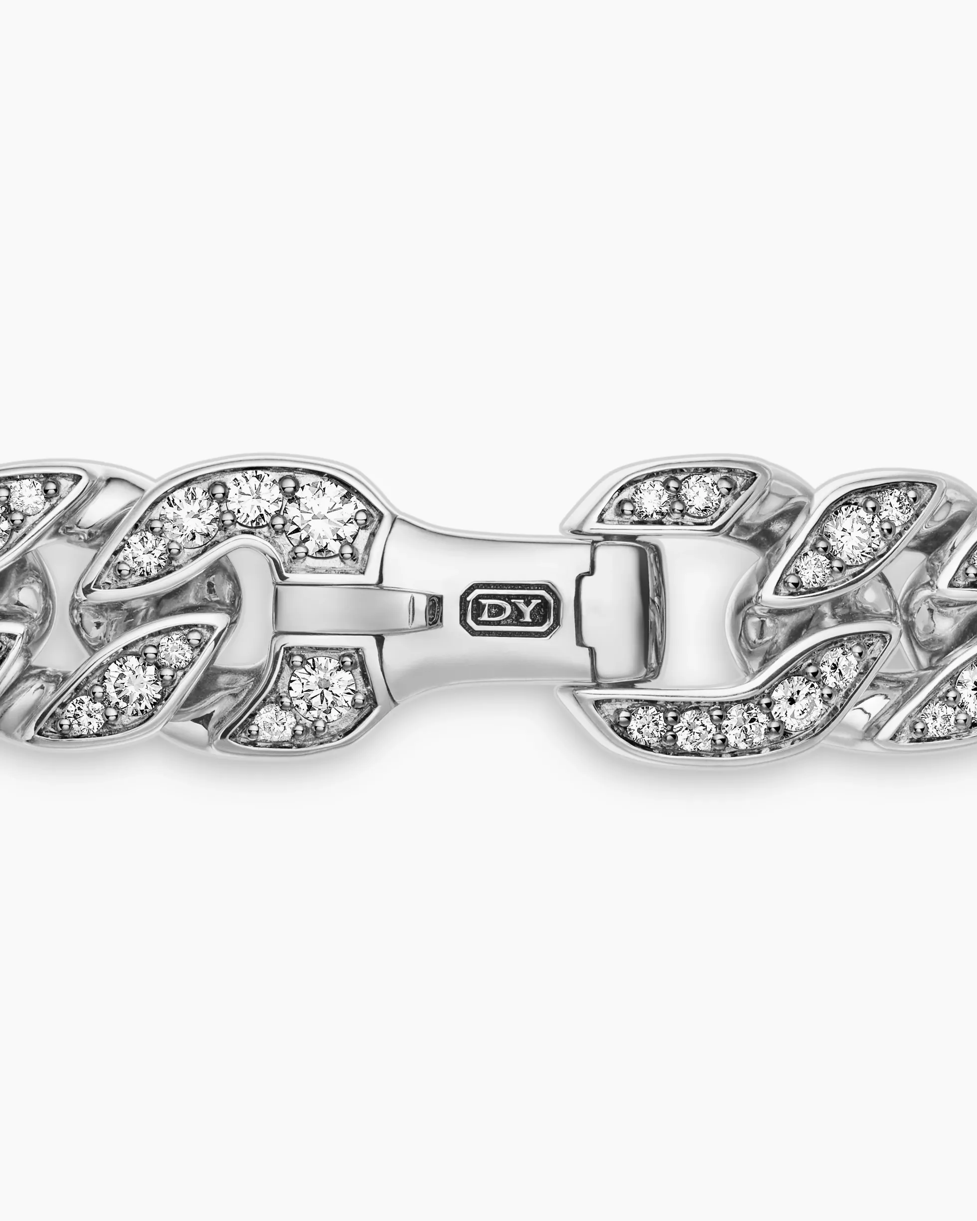 Curb Chain Bracelet Sterling Silver with Diamonds, 11.5mm