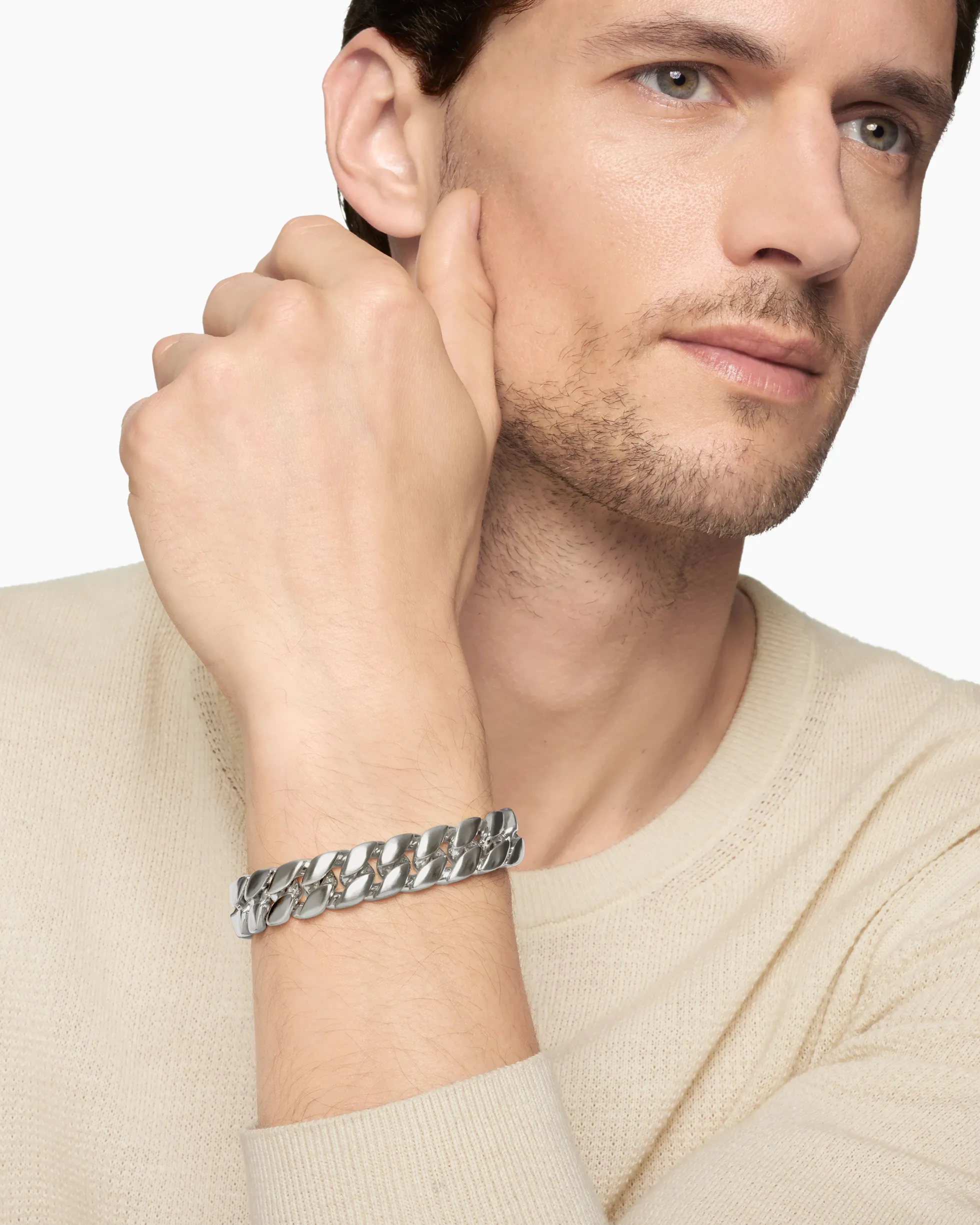 Curb Chain Bracelet Sterling Silver, 14.5mm