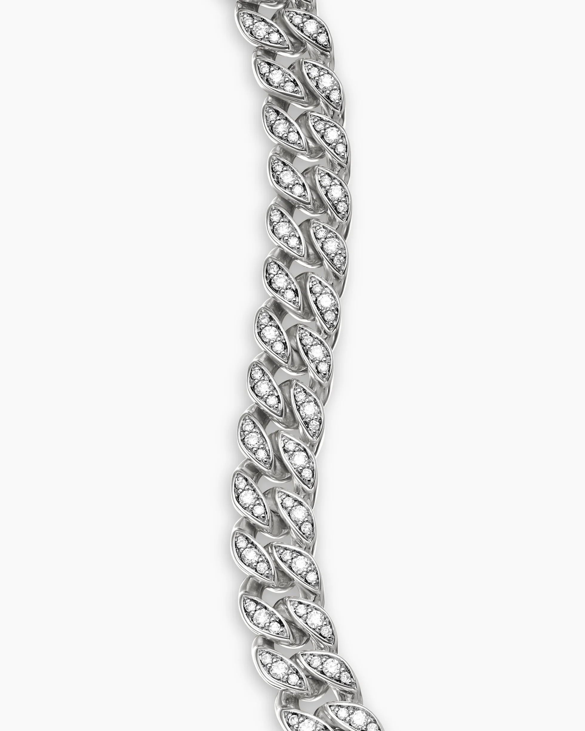 Curb Chain Bracelet Sterling Silver with Diamonds, 7mm
