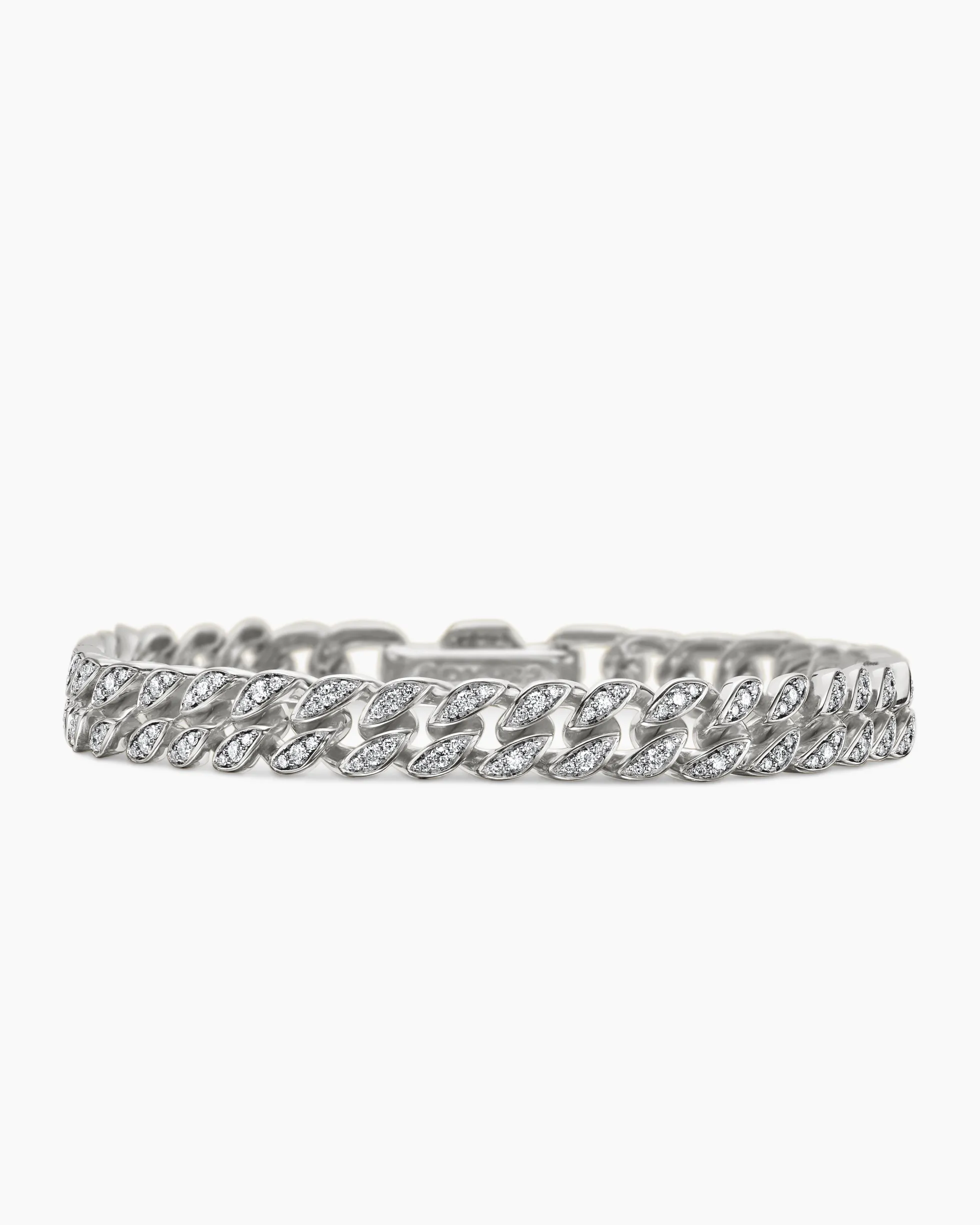Curb Chain Bracelet Sterling Silver with Diamonds, 7mm