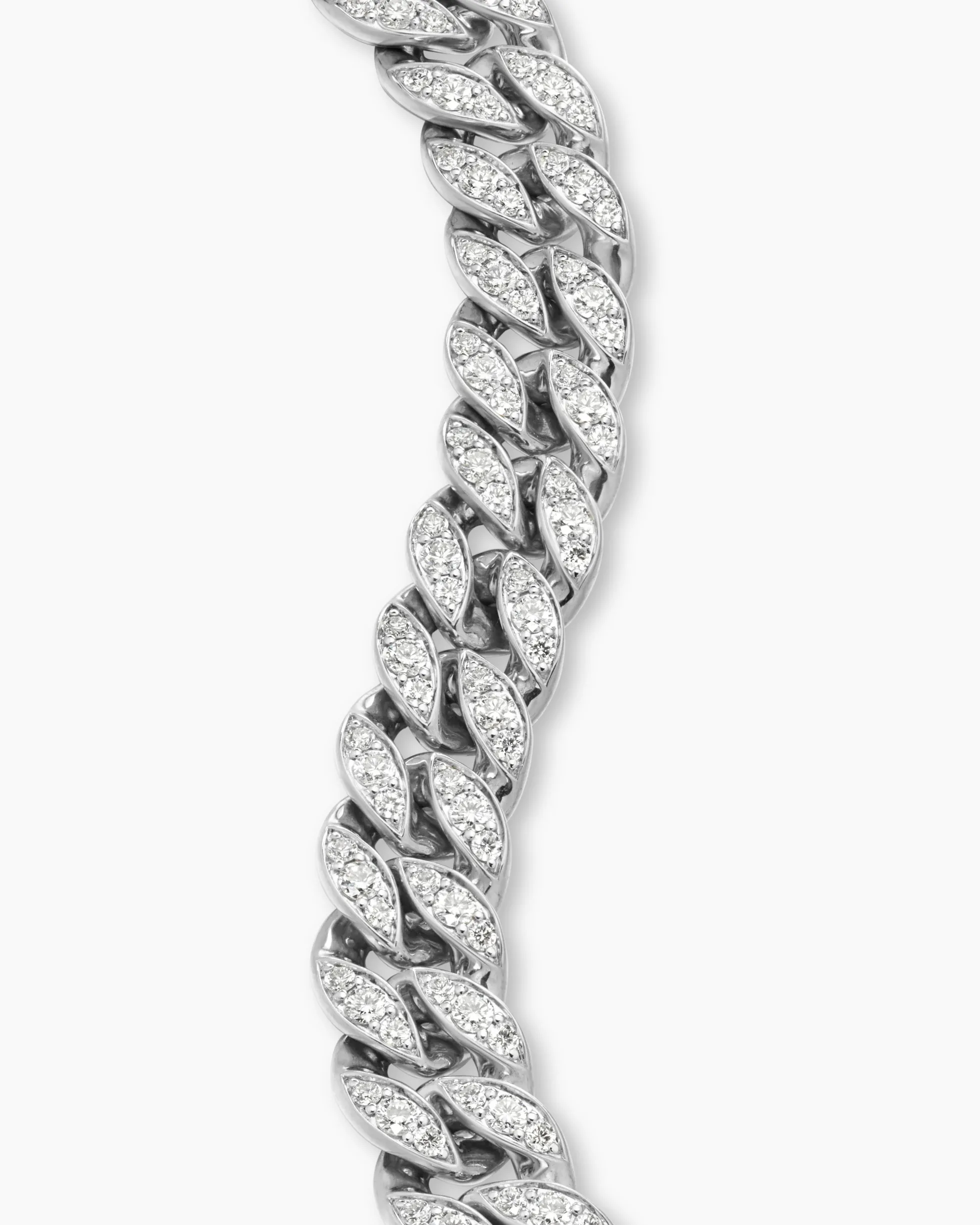Curb Chain Bracelet Sterling Silver with Diamonds, 11.5mm