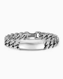Curb Chain ID Bracelet Sterling Silver, 11.5mm