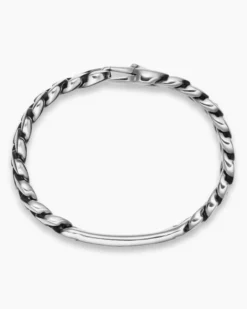 Curb Chain ID Bracelet Sterling Silver, 11.5mm
