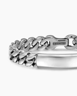 Curb Chain ID Bracelet Sterling Silver, 11.5mm