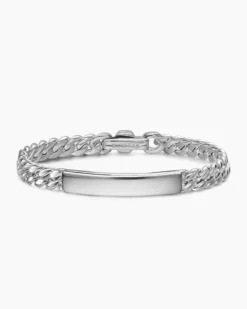 Curb Chain ID Bracelet Sterling Silver, 7mm