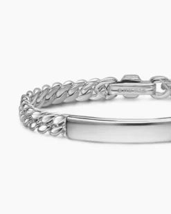Curb Chain ID Bracelet Sterling Silver, 7mm