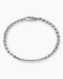 Curb Chain ID Bracelet Sterling Silver, 7mm