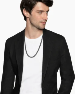 Curb Chain Necklace Black Titanium, 8mm