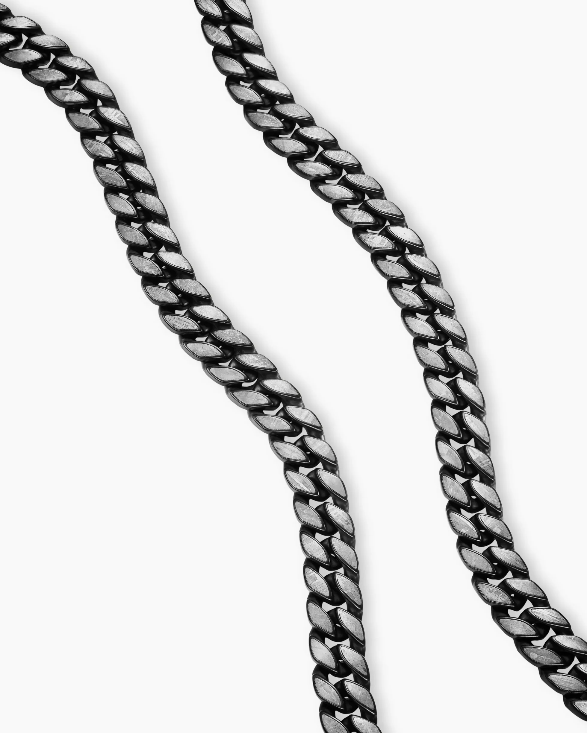 Curb Chain Necklace Black Titanium with Meteorite, 11.5mm