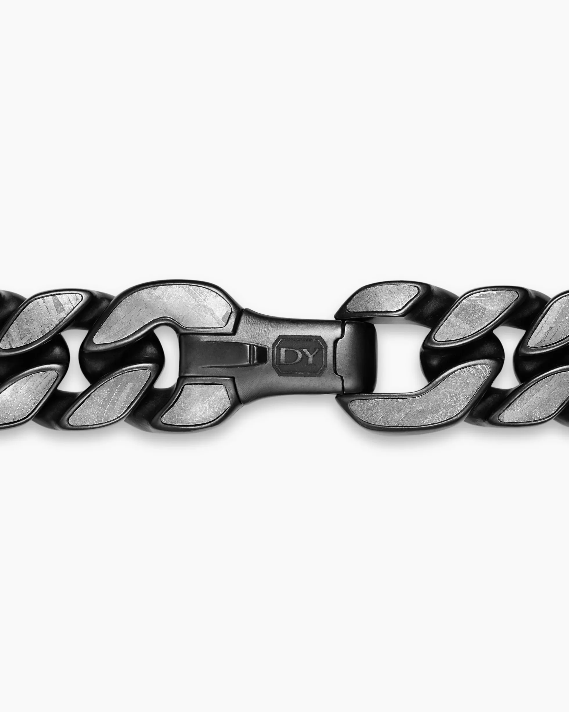 Curb Chain Necklace Black Titanium with Meteorite, 11.5mm