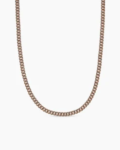 Curb Chain Necklace 18K Rose Gold with Cognac Diamonds, 6mm