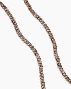 Curb Chain Necklace 18K Rose Gold with Cognac Diamonds, 6mm